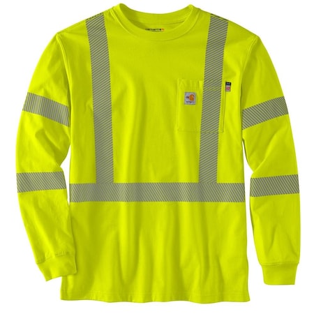 Carhartt Flame Resistant High-Vis Long-Sleeve Class 3 Pocket T-Shirt, Brite Lime, Large, REG 105784-BLMLREG